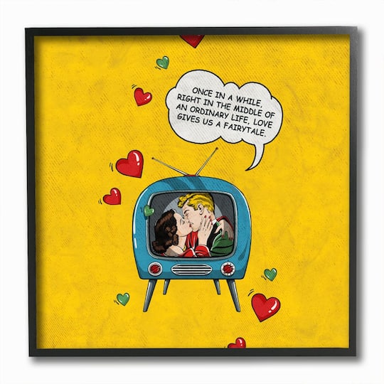 Stupell Industries Fairytale Love Vintage Comic Book Framed Giclee Textured Wall Art